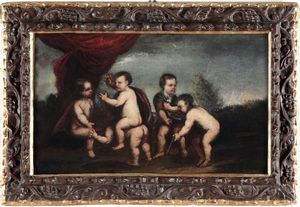 Scuola del XVIII secolo Giochi di putti  - Asta Old Masters - Associazione Nazionale - Case d'Asta italiane