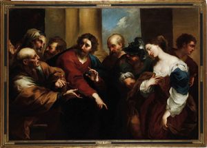 Valerio Castello, copia da : Cristo e ladultera  - Asta Old Masters - Associazione Nazionale - Case d'Asta italiane