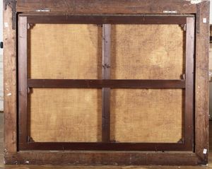 Scuola bergamasca del XVII secolo Natura morta con strumenti musicali, drappi e scultura di Nettuno  - Asta Old Masters - Associazione Nazionale - Case d'Asta italiane