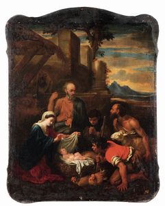 Giovanni Benedetto Castiglione detto il Grechetto, copia da - Adorazione dei pastori