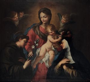 Domenico Piola - Madonna col Bambino tra Sant'Antonio da Padova e Santa  Rosa da Lima