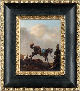Philips Wouwerman : Cavallo e Cavaliere  - Asta Old Masters - Associazione Nazionale - Case d'Asta italiane