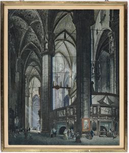 Giuseppe Bisi : Vedute dell'interno del Duomo di Milano  - Asta Old Masters - Associazione Nazionale - Case d'Asta italiane