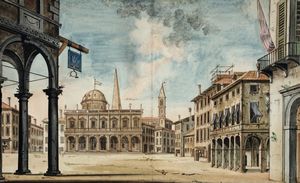 Scuola del XVIII secolo Vedute con architetture  - Asta Old Masters - Associazione Nazionale - Case d'Asta italiane