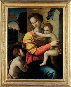 Michele Tosini detto Michele di Ridolfo del Ghirlandaio, Bottega di - Madonna con Bambino e San Giovannino