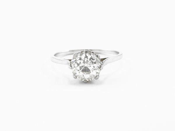 Anello solitario in platino con diamante  - Asta Gioielli e Orologi - Associazione Nazionale - Case d'Asta italiane