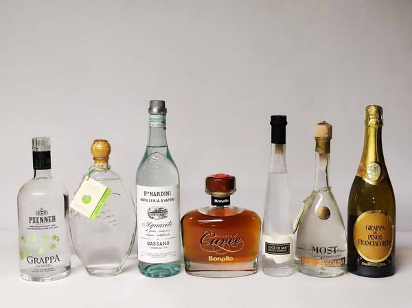 Psenneh, B. Nardini, Bonollo, Uve, Franciacorta, Tosolini, Serafini, Grappa  - Asta Whisky & Co. - Associazione Nazionale - Case d'Asta italiane