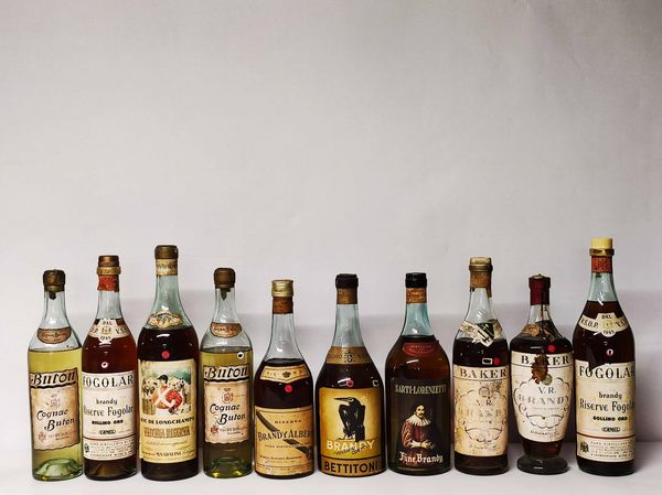 Buton, Fogolar, Barker, Bettitoni, Sarti, Cognac e Brandy Italiani  - Asta Whisky & Co. - Associazione Nazionale - Case d'Asta italiane