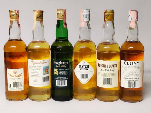Five Lords, Highland Farm, Dougherty's, Match, Knight's Tower, Cluny, Scoth Whisky  - Asta Whisky & Co. - Associazione Nazionale - Case d'Asta italiane