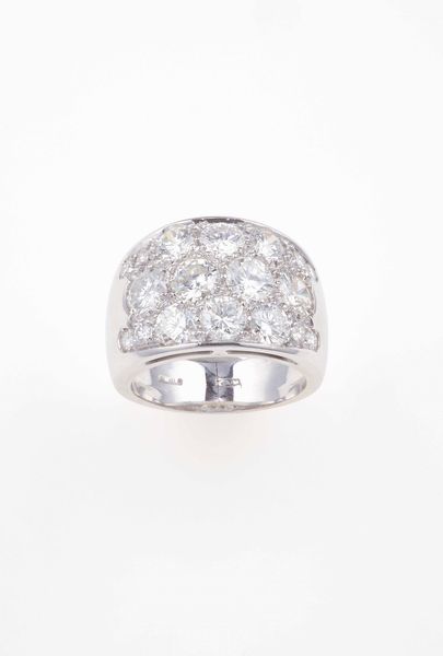 Anello a fascia con diamanti taglio brillante per ct 3.00 circa<BR>  - Asta Gioielli - Associazione Nazionale - Case d'Asta italiane