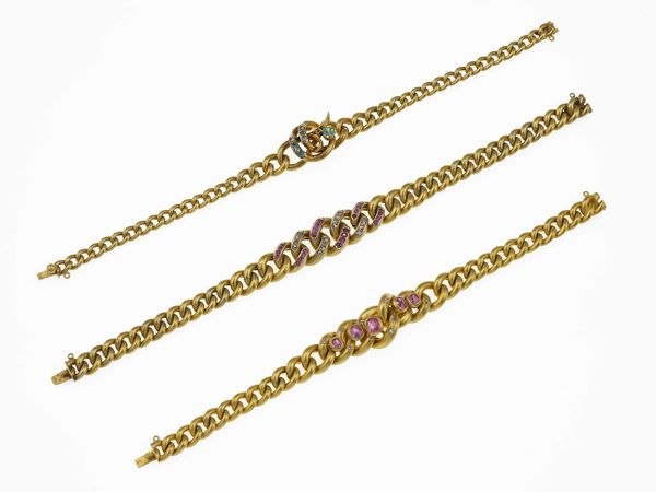Lotto costituito da tre bracciali  - Asta Gioielli - Associazione Nazionale - Case d'Asta italiane