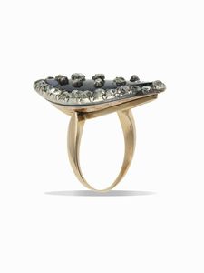 Anello marquise con smalto e diamanti di vecchio taglio  - Asta Gioielli - Associazione Nazionale - Case d'Asta italiane