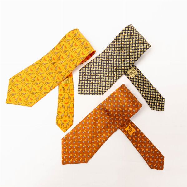 Herms lotto di tre cravatte<BR>  - Asta Luxury Vintage e Penne da Collezione - Associazione Nazionale - Case d'Asta italiane