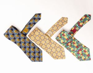 Herms lotto di tre cravatte<BR>  - Asta Luxury Vintage e Penne da Collezione - Associazione Nazionale - Case d'Asta italiane