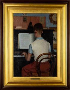 Oscar Ghiglia : Benedetto al pianoforte  - Asta Arte Moderna e Contemporanea - Associazione Nazionale - Case d'Asta italiane