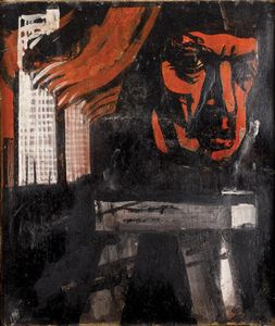 Mario Sironi - Studio per illustrazione della serie Il Misterioso Dr Cornelius <BR>di Gustav Le Rouge