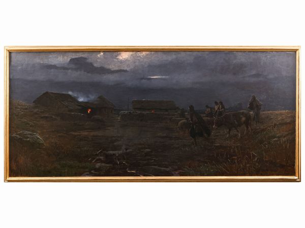 Achille Beltrame : Autunno  - Asta Una casa al Ponte Vecchio - Associazione Nazionale - Case d'Asta italiane