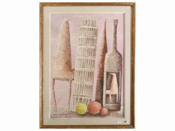 Adorno Bonciani : Composizioni con la Torre di Pisa e Il Campanile di Giotto 1960  - Asta Una casa al Ponte Vecchio - Associazione Nazionale - Case d'Asta italiane