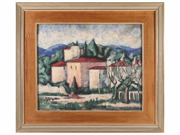 Sergio Scatizzi : Paesaggio Anni Cinquanta  - Asta Una casa al Ponte Vecchio - Associazione Nazionale - Case d'Asta italiane