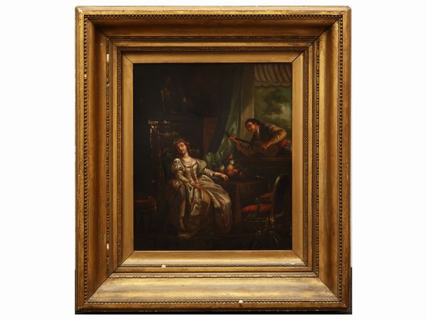 Seguace di Jacques Antoine Vallin : La serenata  - Asta Una casa al Ponte Vecchio - Associazione Nazionale - Case d'Asta italiane