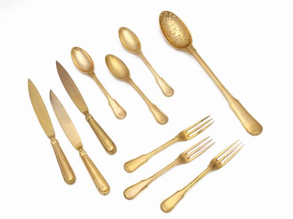 Set di posate da dolce in metallo dorato  - Asta Una casa al Ponte Vecchio - Associazione Nazionale - Case d'Asta italiane