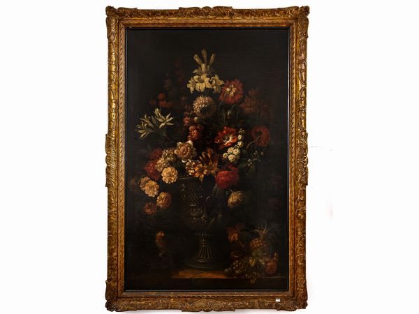 Cerchia di Bartolomeo Bimbi : Natura morta con fiori  - Asta Una casa al Ponte Vecchio - Associazione Nazionale - Case d'Asta italiane