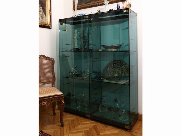 Vetrinetta espositore in vetro verde acqua per collezioni  - Asta Una casa al Ponte Vecchio - Associazione Nazionale - Case d'Asta italiane