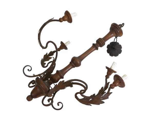 Lampadario in legno tornito  - Asta Una casa al Ponte Vecchio - Associazione Nazionale - Case d'Asta italiane