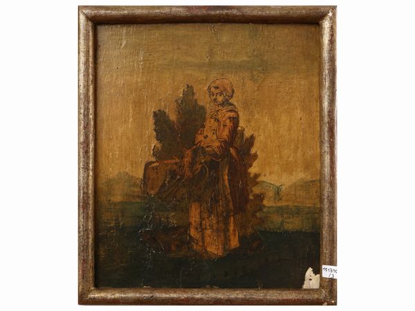 Scuola veneta del XVIII secolo : Personaggi settecenteschi  - Asta Una casa al Ponte Vecchio - Associazione Nazionale - Case d'Asta italiane