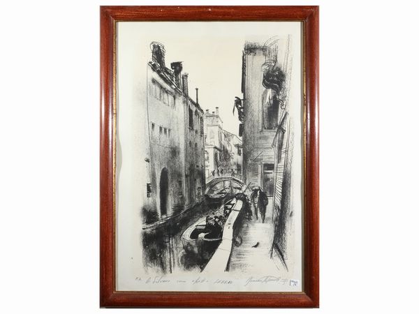 Romano Stefanelli : Vedute veneziane  - Asta Una casa al Ponte Vecchio - Associazione Nazionale - Case d'Asta italiane