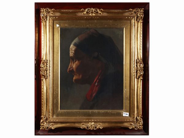 Scuola italiana del XIX secolo : Profilo di anziana signora  - Asta Una casa al Ponte Vecchio - Associazione Nazionale - Case d'Asta italiane