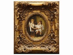 Scuola francese del XX secolo - Bambine a tavola