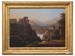 SCUOLA ROMANA - Paesaggio con i ruderi del Tempio di Vesta