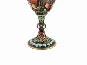 Coppia di calici in argento vermeil e smalti cloisonn, Maria Semenova  - Asta Una casa al Ponte Vecchio - Associazione Nazionale - Case d'Asta italiane