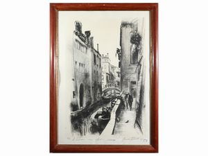 Romano Stefanelli : Vedute veneziane  - Asta Una casa al Ponte Vecchio - Associazione Nazionale - Case d'Asta italiane