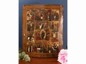 Scuola russa - Icona delle Dodici Feste dell'anno liturgico della Chiesa Ortodossa