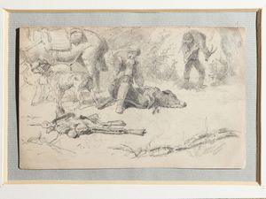 Scena di caccia - Scene di guerra, Paesaggi con personaggi  - Asta Una casa al Ponte Vecchio - Associazione Nazionale - Case d'Asta italiane