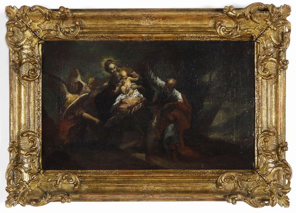 Valerio Castello : La fuga in Egitto  - Asta Dimore italiane - Associazione Nazionale - Case d'Asta italiane