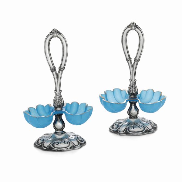 Coppia di saliere. Argenteria italiana del XX secolo (apparentemente prive di punzonatura)  - Asta Dimore italiane - Associazione Nazionale - Case d'Asta italiane