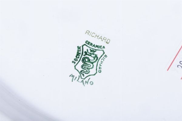Servizio da tavola <BR>Milano, Societ ceramica Richard, XX secolo  - Asta Dimore italiane - Associazione Nazionale - Case d'Asta italiane