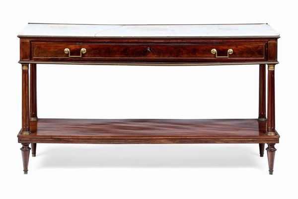 Servant in mogano con piano in marmo bianco. Francia XIX secolo  - Asta Dimore italiane - Associazione Nazionale - Case d'Asta italiane