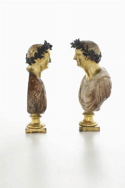 Due busti di Imperatori romani. Arte italiana, probabile XVIII secolo  - Asta Dimore italiane - Associazione Nazionale - Case d'Asta italiane