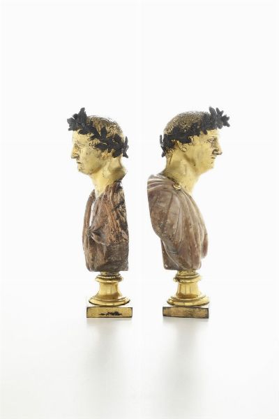 Due busti di Imperatori romani. Arte italiana, probabile XVIII secolo  - Asta Dimore italiane - Associazione Nazionale - Case d'Asta italiane