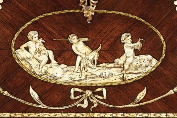 Ribalta lastronata in palissandro ed intarsiata in avorio. Genova XVIII secolo  - Asta Dimore italiane - Associazione Nazionale - Case d'Asta italiane