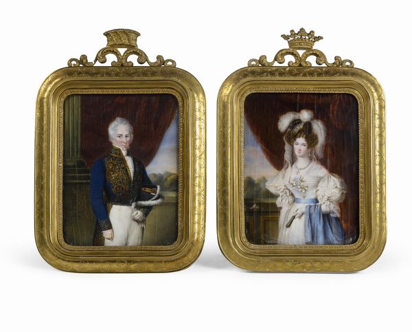 Coppia di ritratti della nobilt francese a firma Giraud. Francia XIX secolo  - Asta Dimore italiane - Associazione Nazionale - Case d'Asta italiane