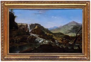 Gaspard Dughet, Attribuito a - Paesaggio con cascata