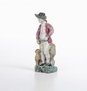 Figurina di ragazzo con cane<BR>Savona, 1780-1790 circa  - Asta Dimore italiane - Associazione Nazionale - Case d'Asta italiane