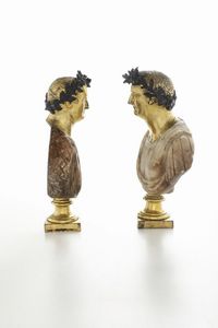 Due busti di Imperatori romani. Arte italiana, probabile XVIII secolo  - Asta Dimore italiane - Associazione Nazionale - Case d'Asta italiane
