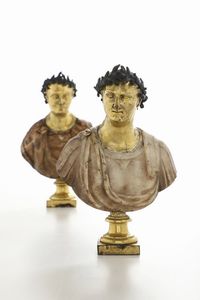 Due busti di Imperatori romani. Arte italiana, probabile XVIII secolo  - Asta Dimore italiane - Associazione Nazionale - Case d'Asta italiane