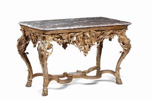 Tavolo da centro in legno intagliato e dorato, Francia XVIII secolo  - Asta Dimore italiane - Associazione Nazionale - Case d'Asta italiane